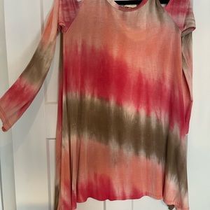 Soft tie-dye open shoulder cotton dress